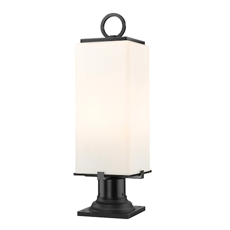 Z-Lite Sana 2 Light Outdoor Pier Mounted Fixture, Black & White Opal 593PHMR-533PM-BK